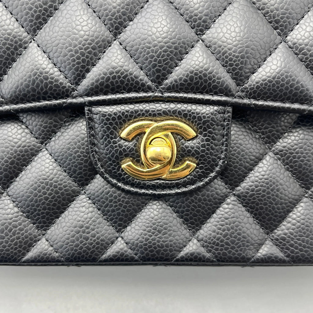 CHANEL Black Leather Classic Flap Small Shoulder Bag For Women