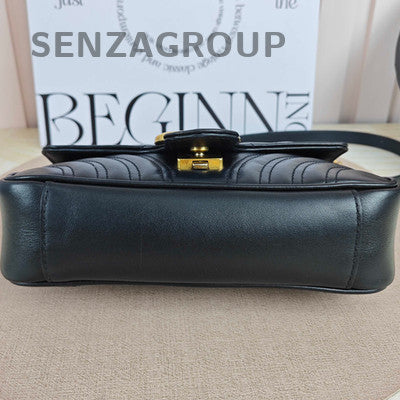 Gucci Marmont 22 Black Gold Chain Shoulder Crossbody Bag Women's Fashion
