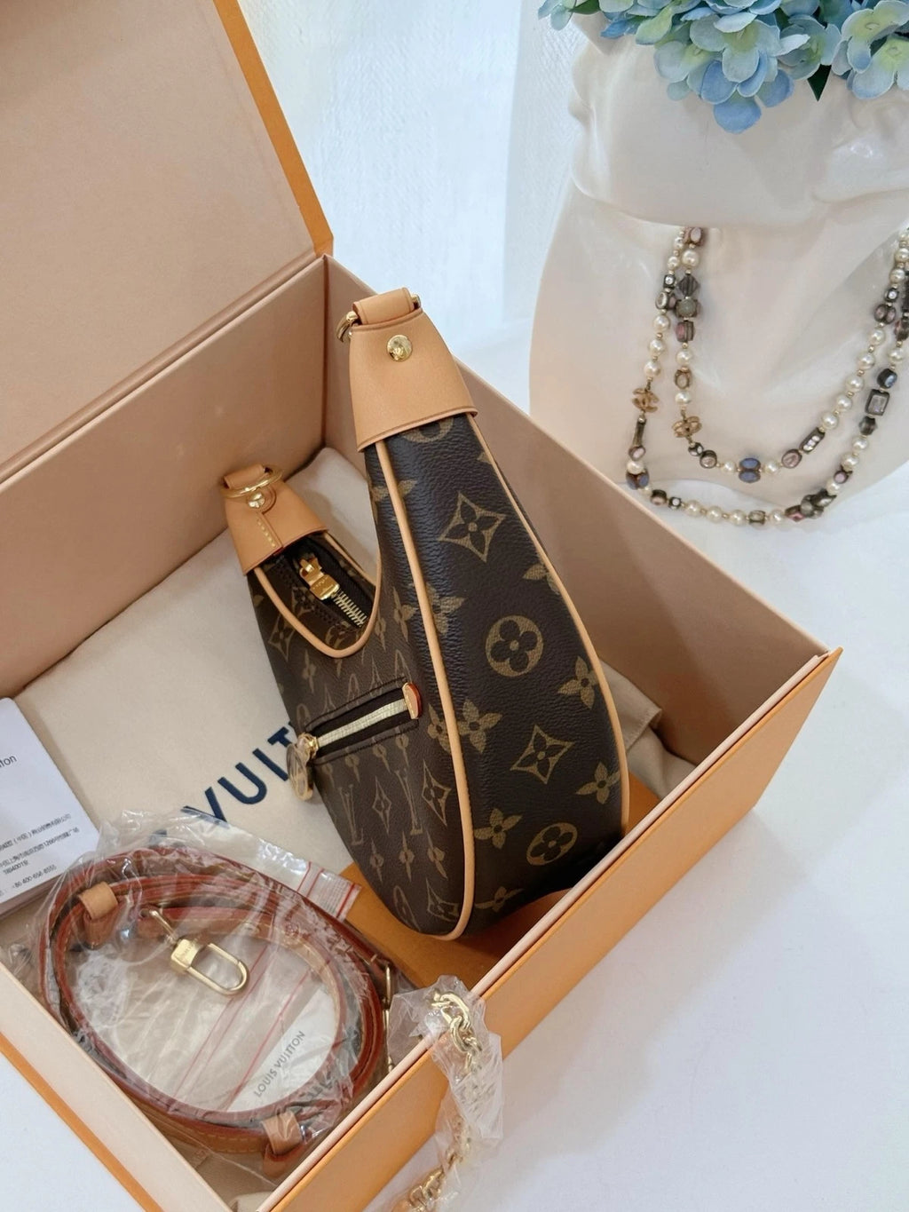 New Louis Vuitton Loop Monogram Canvas Shoulder Bag Crossbody