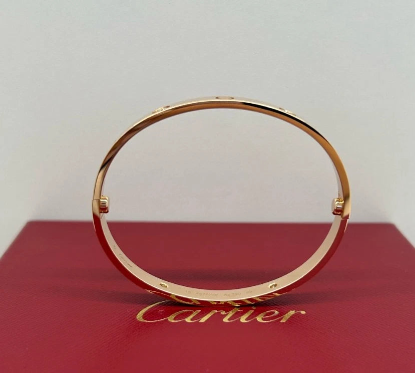 Cartier Love Classic Bracelet 18k Rose Gold 4Diamonds Double Screw Bangle Size18