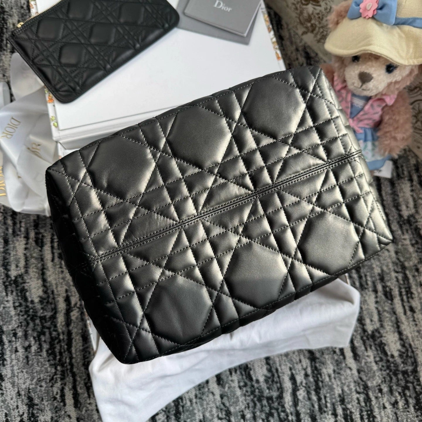 Dior Toujours Black Gold Medium Horizontal Shoulder Bag For Women