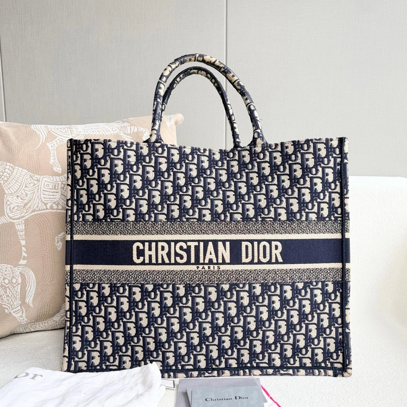 Dior Book Tote Blue Top Handle Tote Bag Excellent