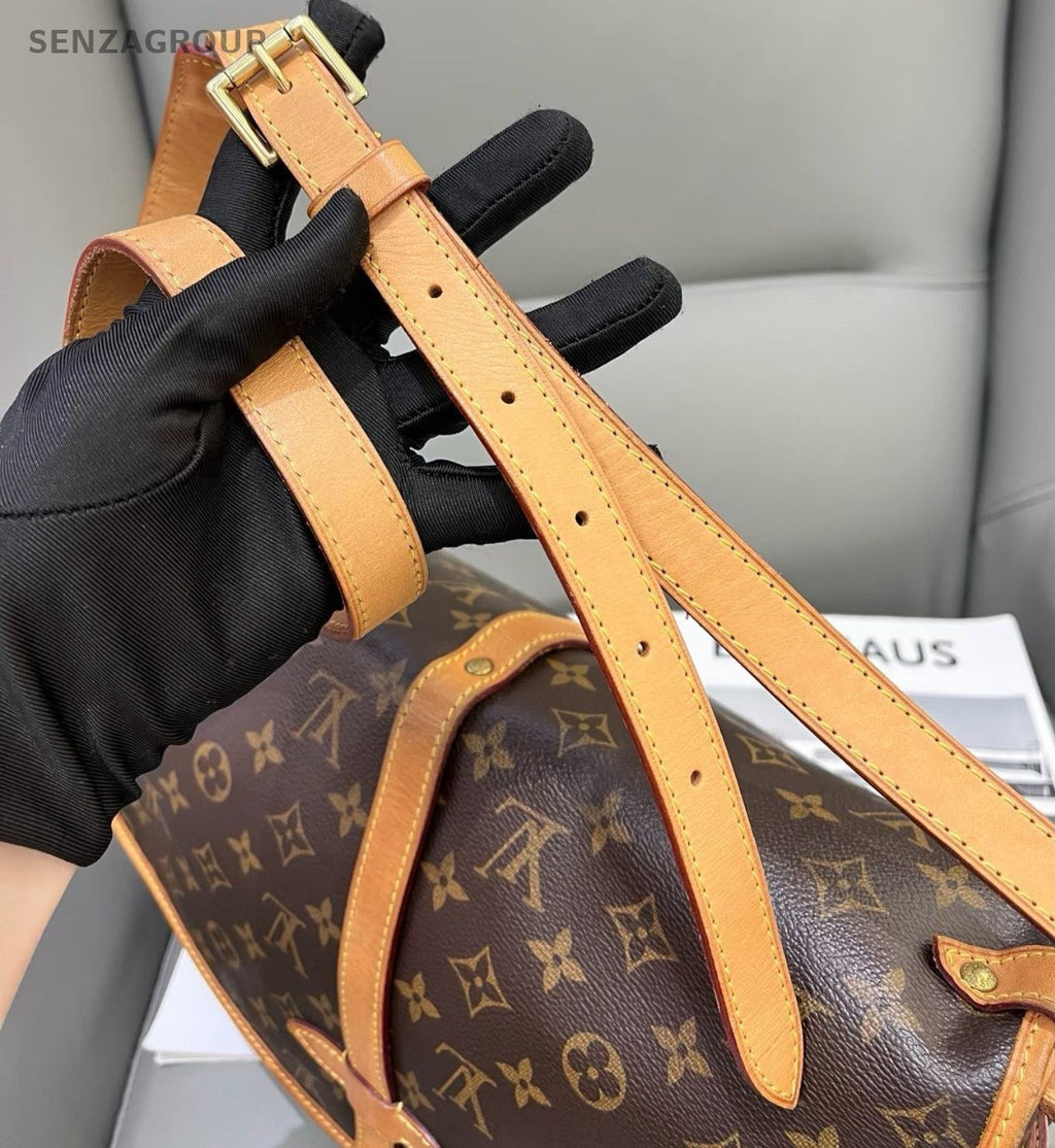 Louis Vuitton Saumur MM Monogram Shoulder Crossbody Bag Brown Women