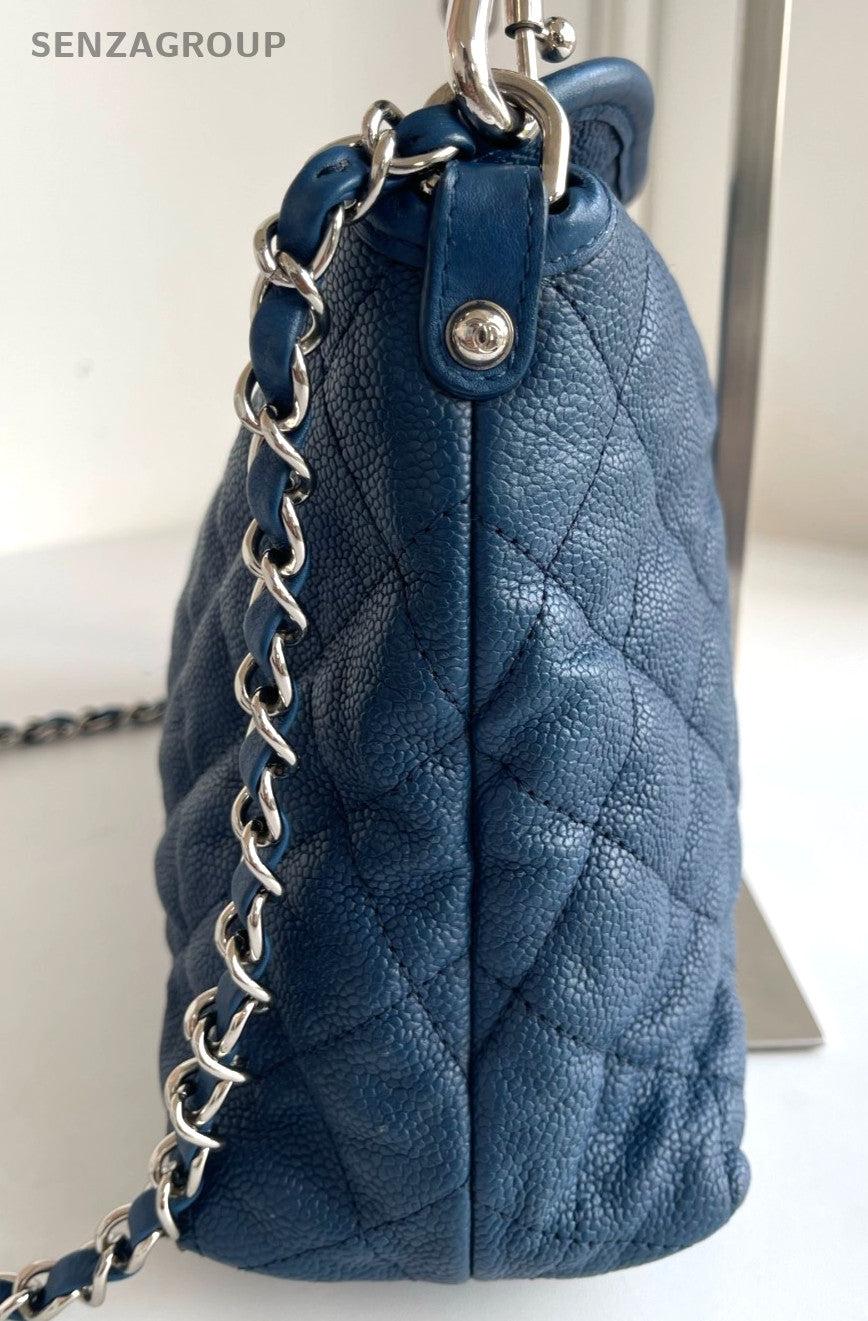 CHANEL Hobo caviar Chain 2way Shoulder bag Diamond pattern Women Handbag Blue