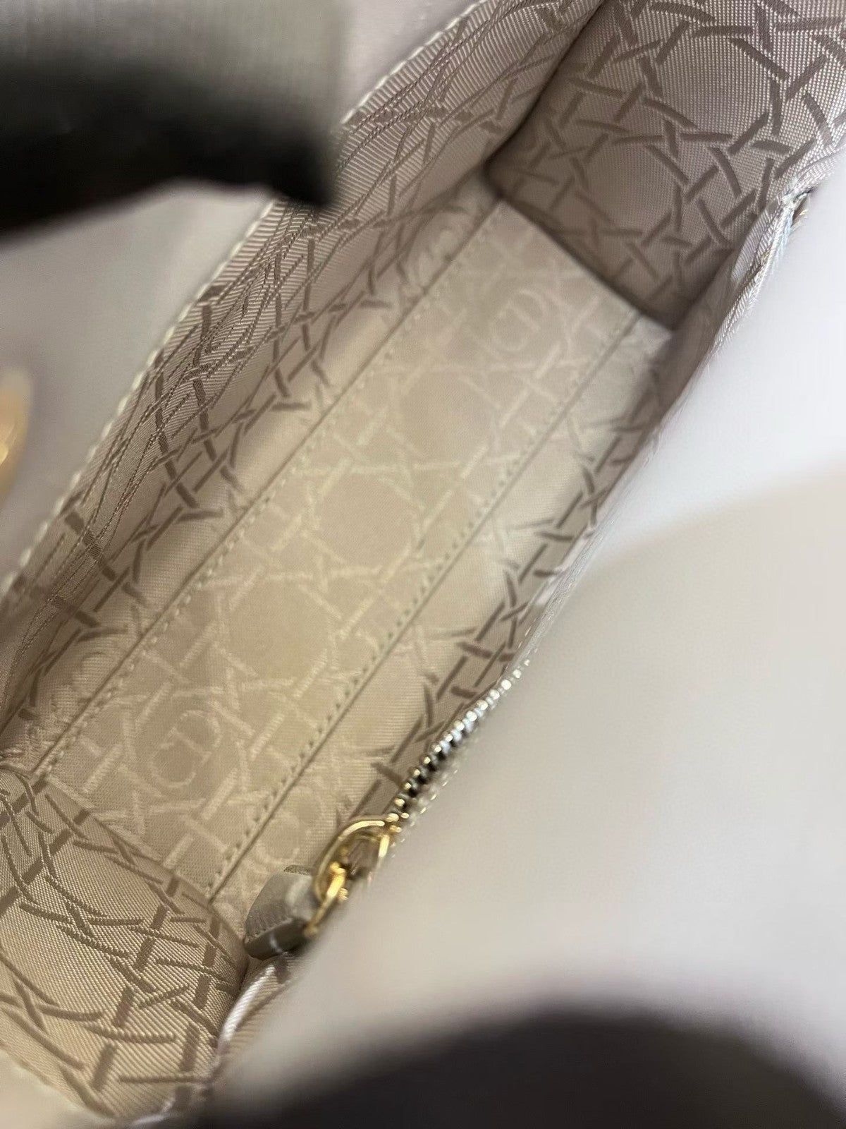 Christian Dior Lady Top Handle 2way Chain Shoulder Handbag Grey Women