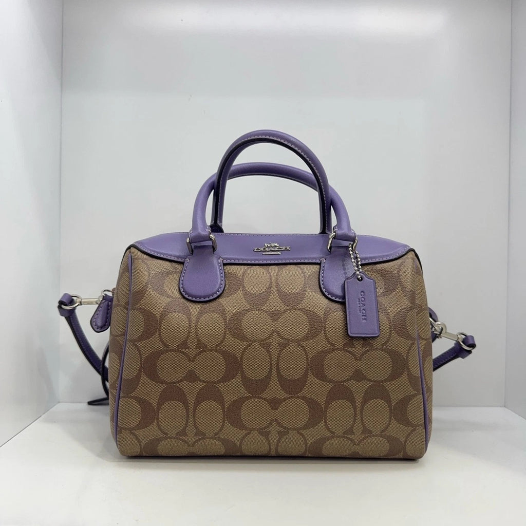 COACH Bennett 23 Boston Handbag Shoulder Crossbody Women Brown Purple