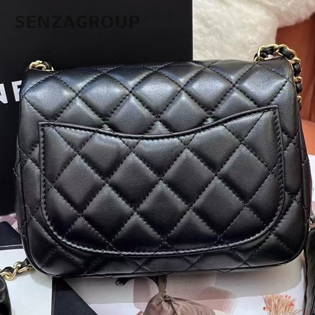 Chanel Black Gold Chain Shoulder Crossbody Bag Quilted Classic Women