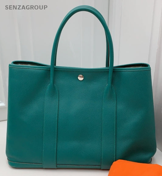 Hermes Garden Party Top Handle Bag Green Women Classic Designer