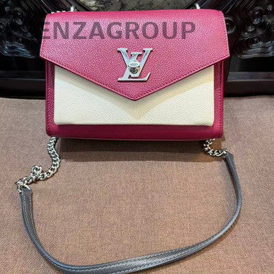 Louis Vuitton MY LOCK ME Red & White Leather Chain Crossbody Bag Small