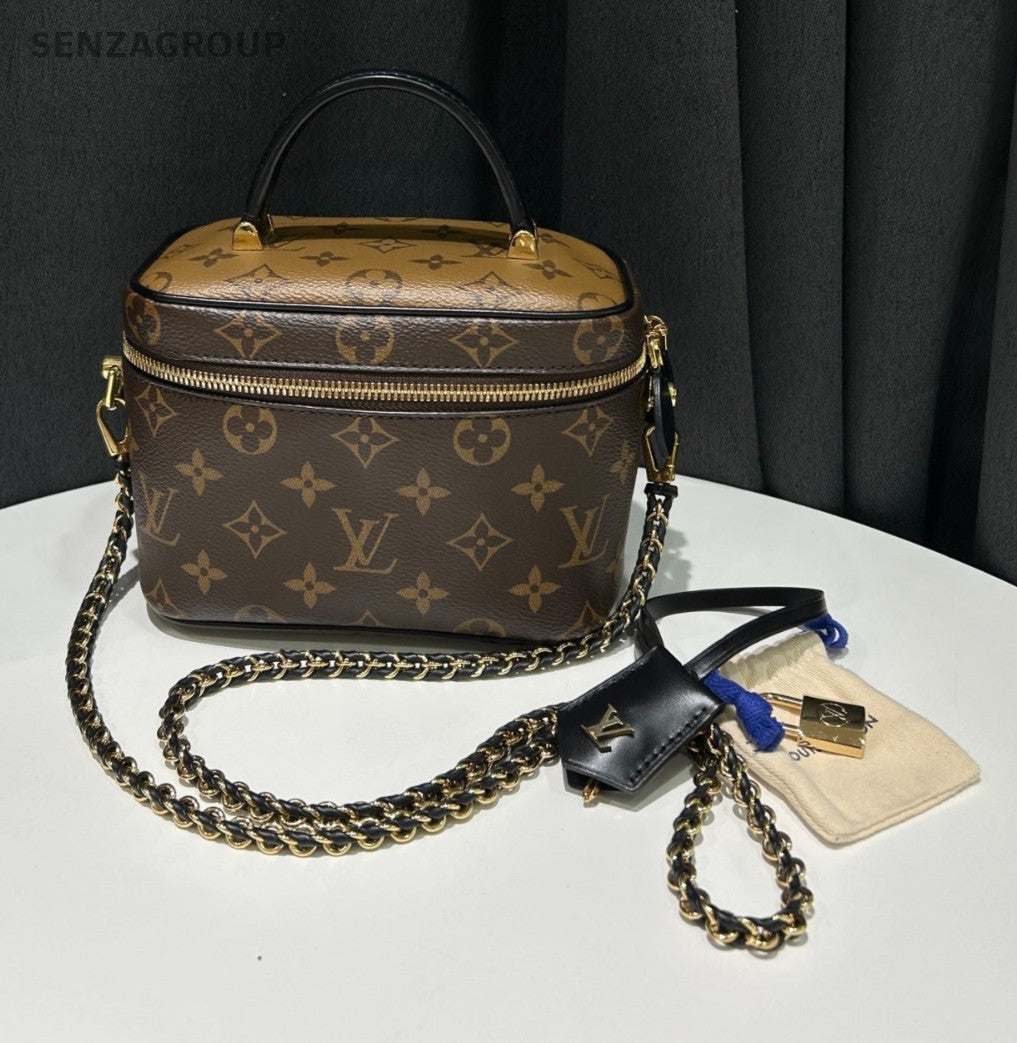 Louis Vuitton Monogram Cosmetic Case Shoulder Crossbody Bag Women Brown