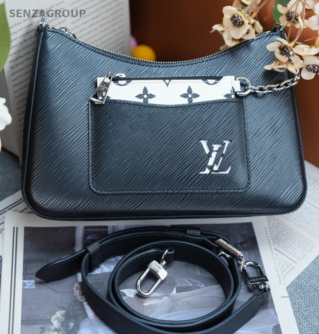Louis Vuitton Marelle Epi Leather Crossbody Shoulder Bag Women Black