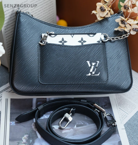 Louis Vuitton Marelle Epi Leather Crossbody Shoulder Bag Women Black