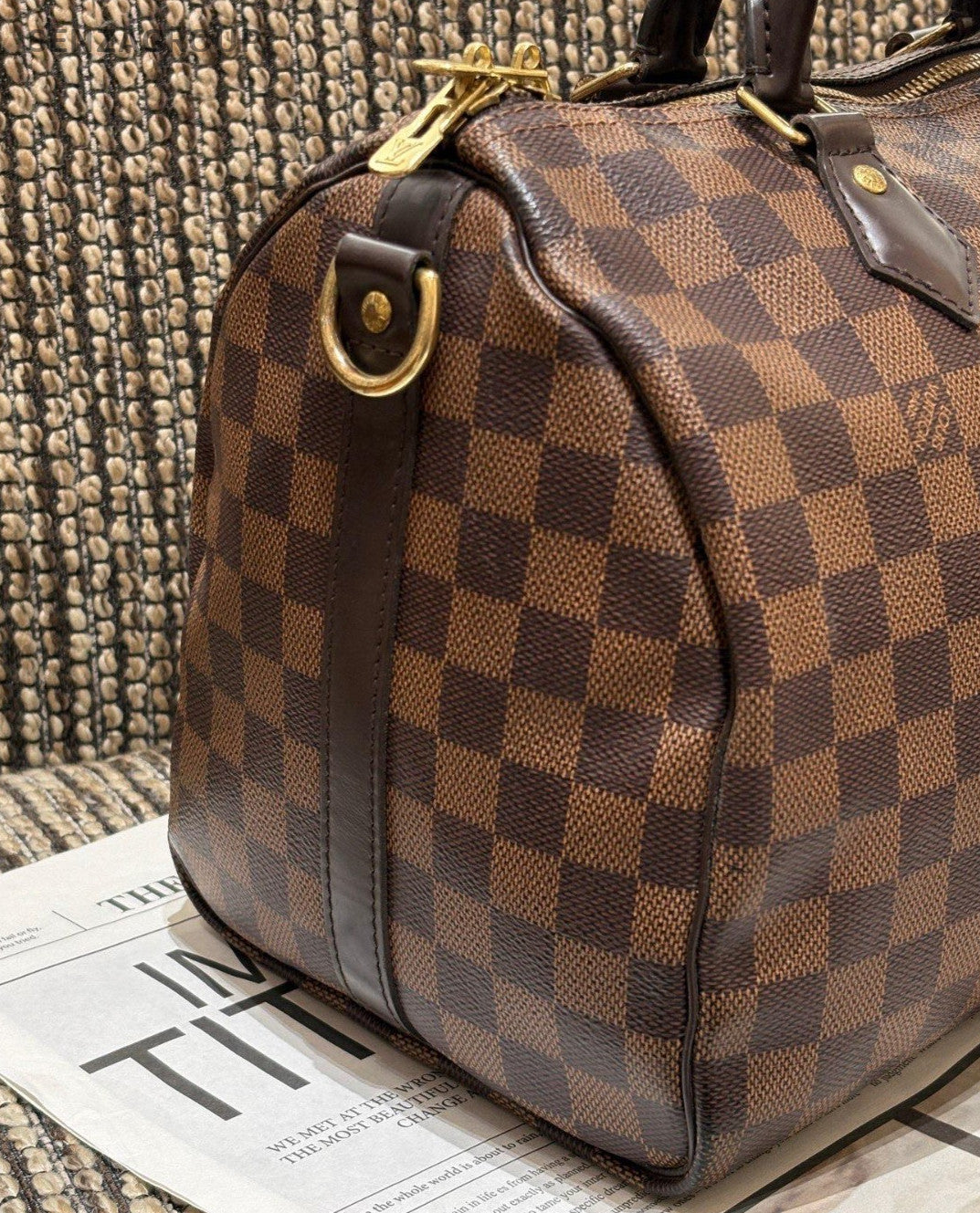 Louis Vuitton Speedy30 Top Handle Bag Crossbody Brown Unisex Adults Classic