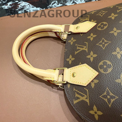 Louis Vuitton Alma BB Monogram Canvas Brown Gold Zipper Top Handle Bag