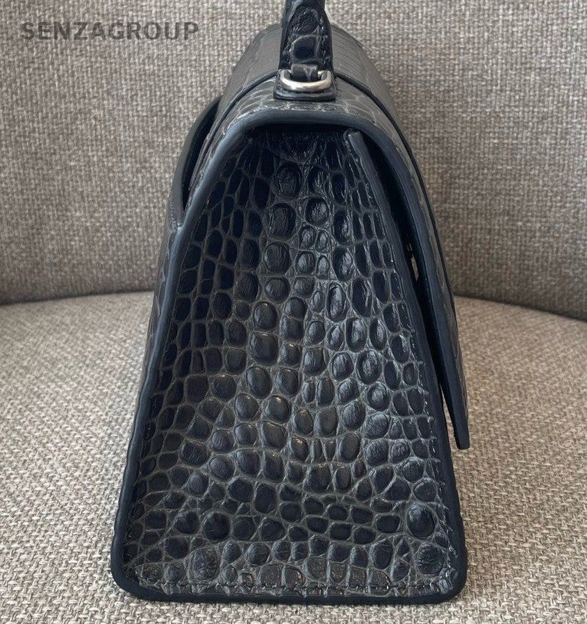 Balenciaga Hourglass PM Top Handle Bag Crossbody Gray Silver Women Classic