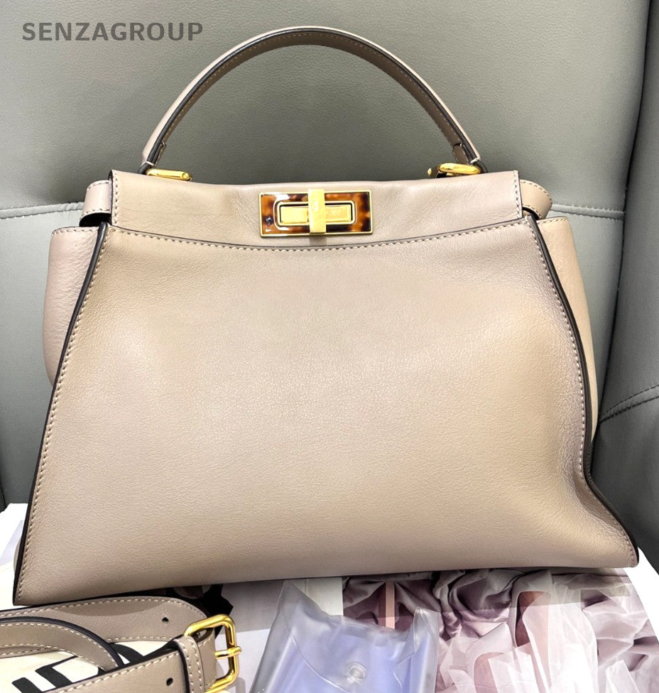 Fendi Peekaboo Medium Top Handle 2WAY Shoulder bag Elephant Gray