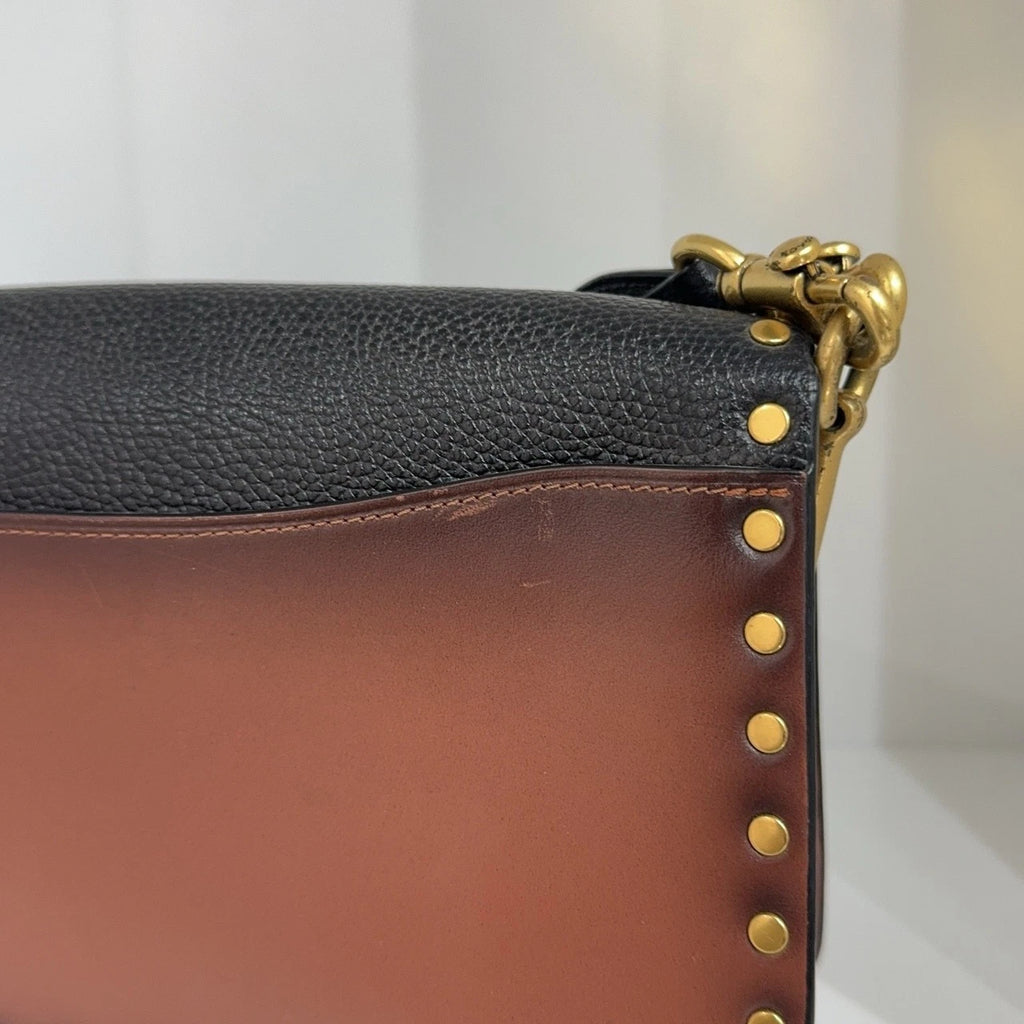 Coach Tabby 26 Black Leather Rivet Shoulder Handbag Crossbody For Women