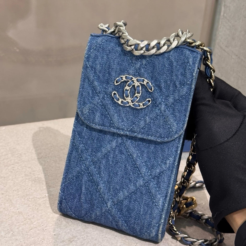 CHANEL Denim Phone Shoulder Crossbody Bag For Women