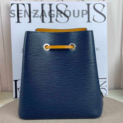 Louis Vuitton NeoNoe BB Blue Epi Leather Bucket Bag Silver Hardware