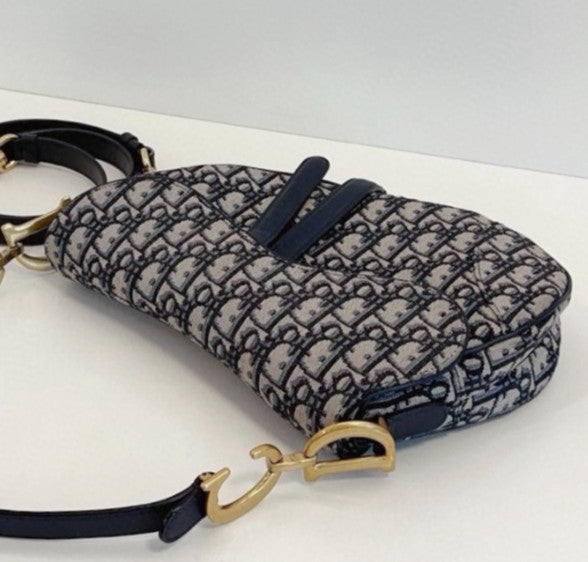 Christian Dior Saddle MM Oblique Top Handle Shoulder Bag Crossbody Used  Women