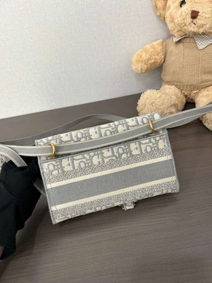 Dior Saddle Canvas Gray Crossbody Excellent