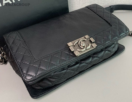 CHANEL Leboy Medium Black Silver Shoulder bag Crossbody Almost Brand NEW