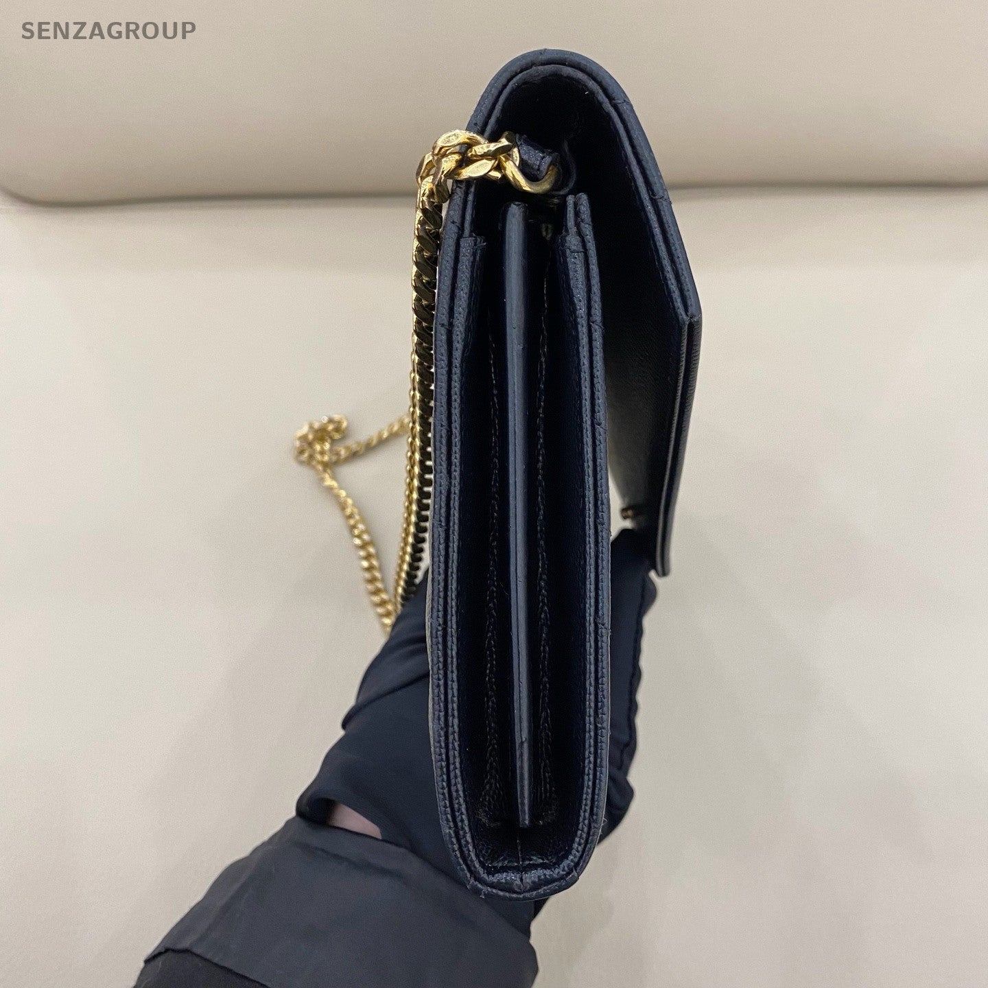 Saint Laurent Cassandre MM Calfskin Chain Shoulder Bag Crossbody Black Women