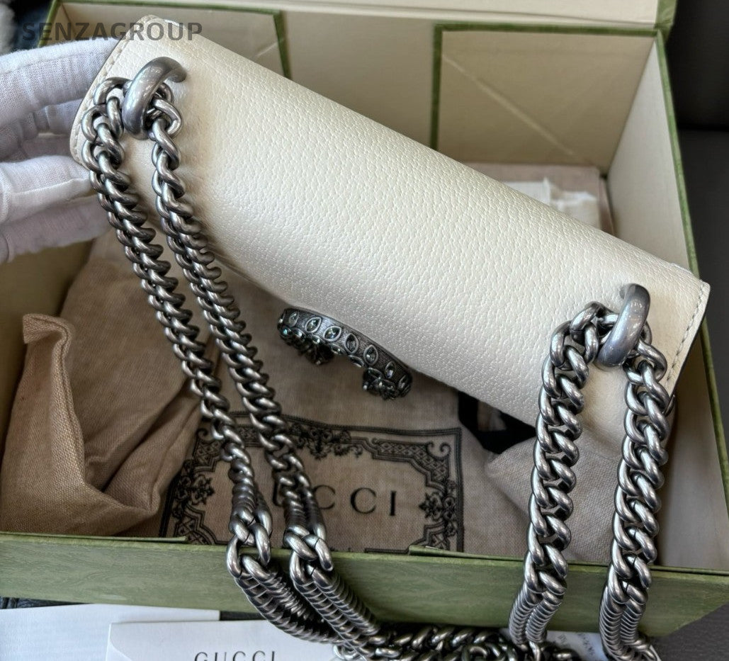 GUCCI Dionysus PM Chain Shoulder bag Crossboyd White Women Almost Brand NEW