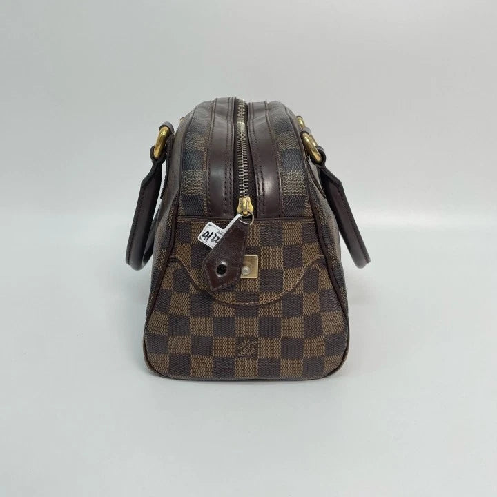 Louis Vuitton Brown Damier Canvas Leather Boston Handbag Shoulder Bag For Women