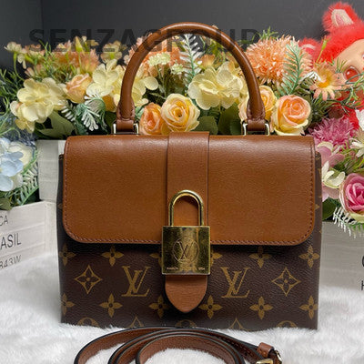 Louis Vuitton Monogram Lockit BB Bag Brown Gold Women's Shoulder Handbag