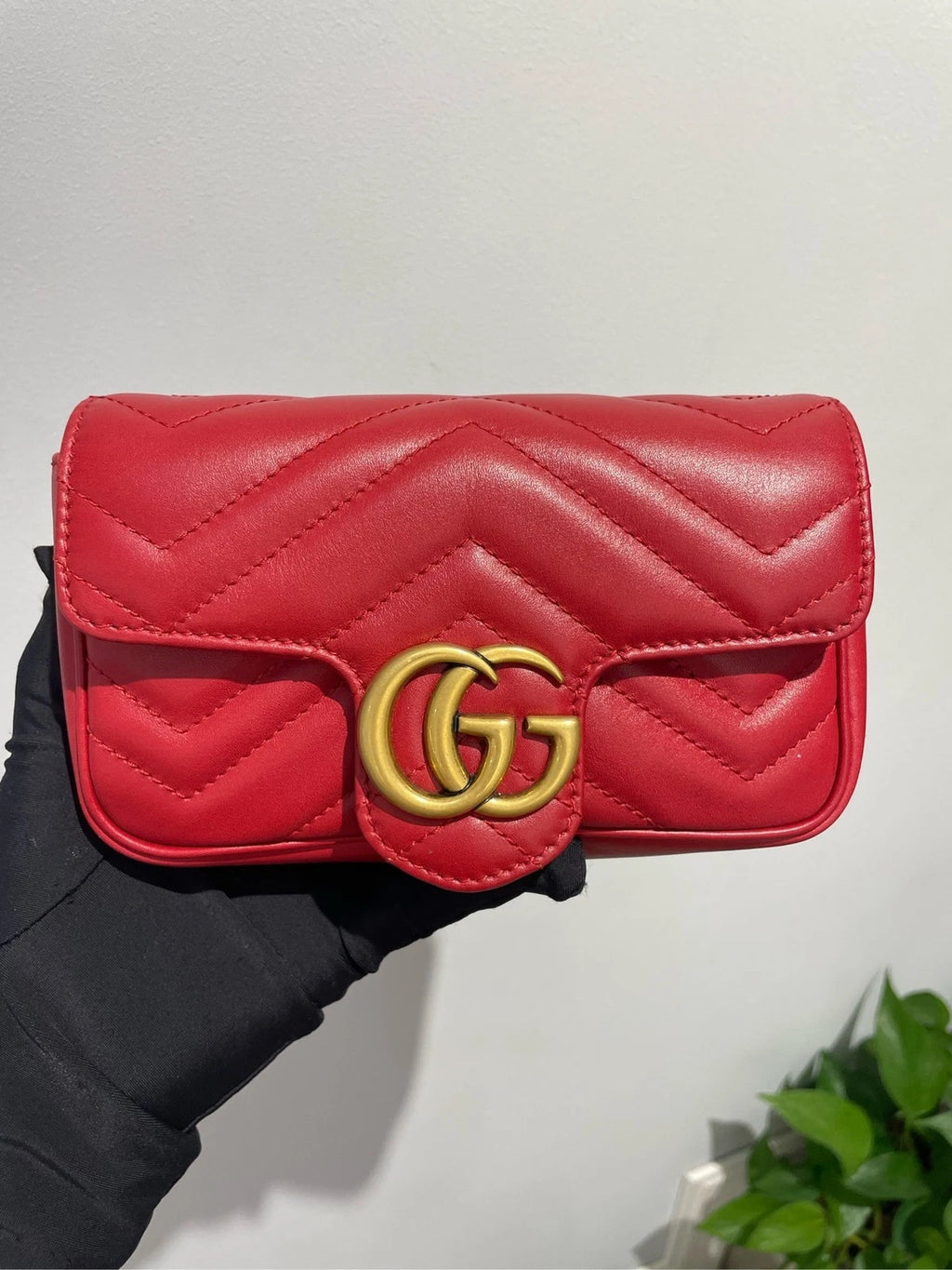Gucci Marmont Supermini Red Leather Crossbody Bag For Women