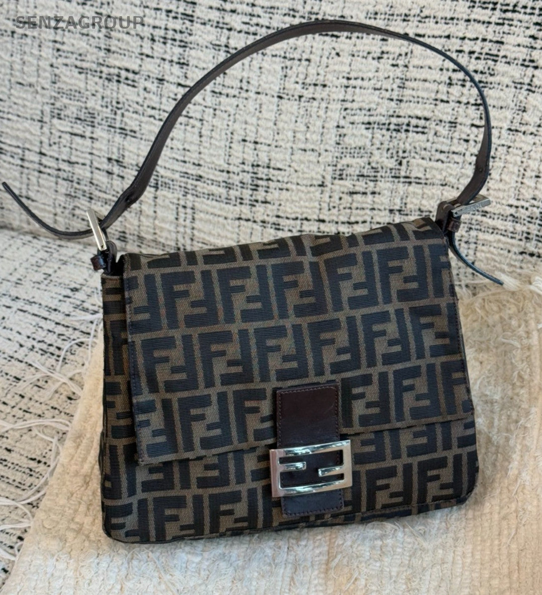 FENDI FF Vintage Monogram Shoulder bag Brown Classic Women
