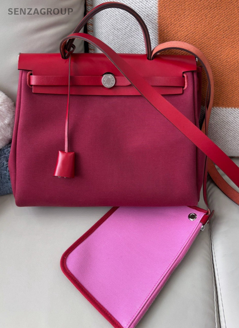 Hermes herbag31 Top Handle Shoulder Crossbody Bag Red Women