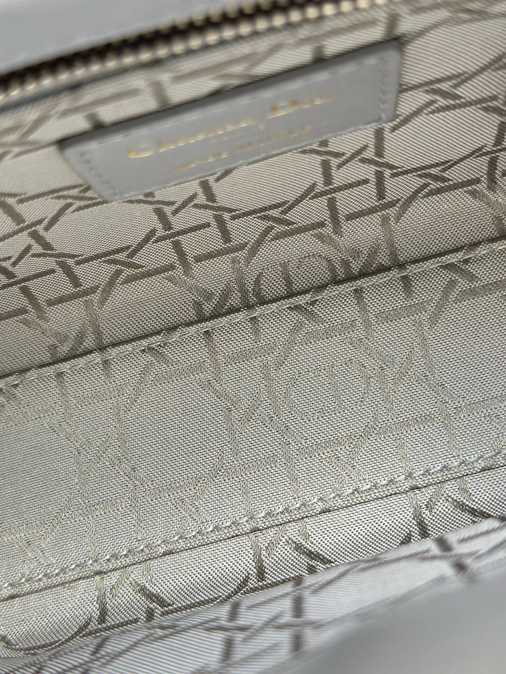 Christian Dior Lady Dior Cannage Gray Handbag Gold Chain Crossbody with Dust Bag