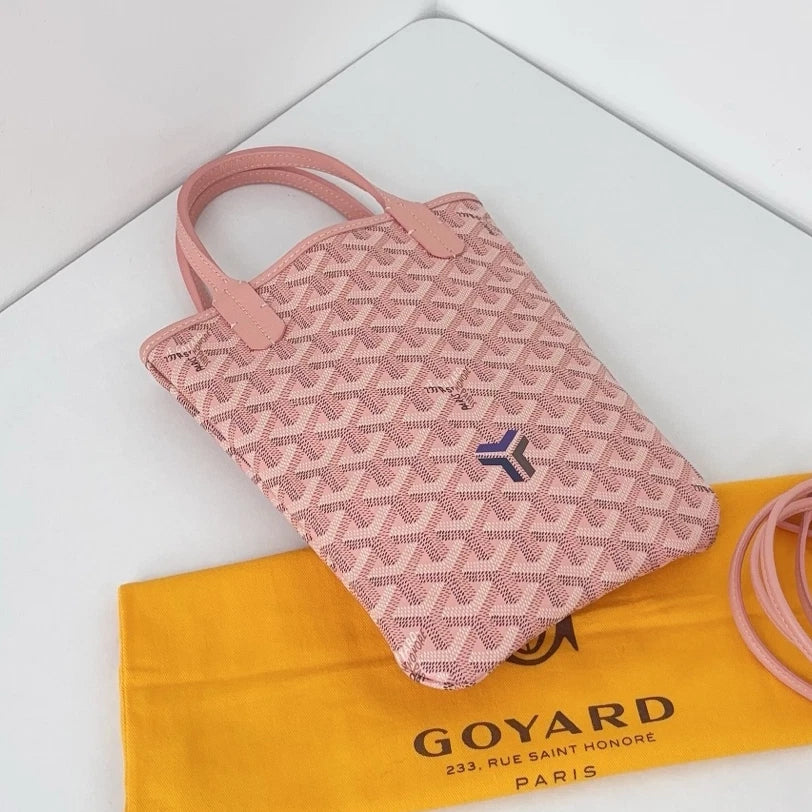 Excellent Condition Goyard Mini Tote Monogram Canvas Pink Handbag Crossbody