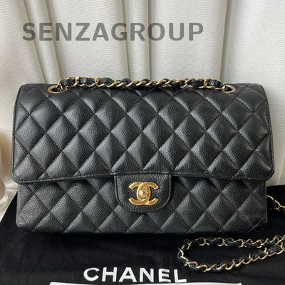 Chanel Classic Flap Medium Quilted Chain Bag Black Gold