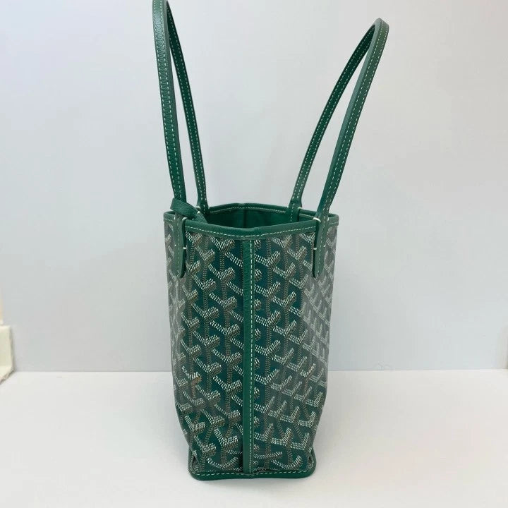 Goyard Anjou Green Mini Canvas Tote Shoulder Bag Excellent