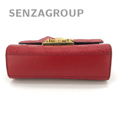 Gucci Padlock Small Red GG Print Gold Chain Crossbody Bag for Women