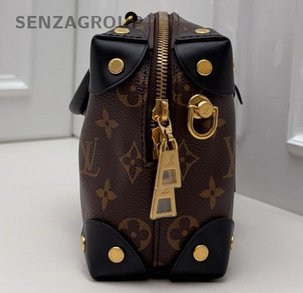 Louis Vuitton Petite Malle Monogram Chain Shoulder Bag Crossbody Brown  Women