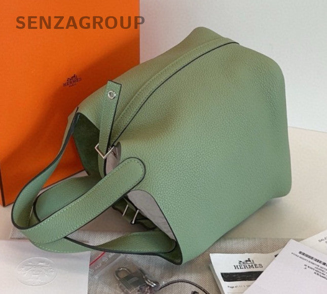 Hermes Picotin18 Top Handle Bag Green Silver Used Women Fashion Classic