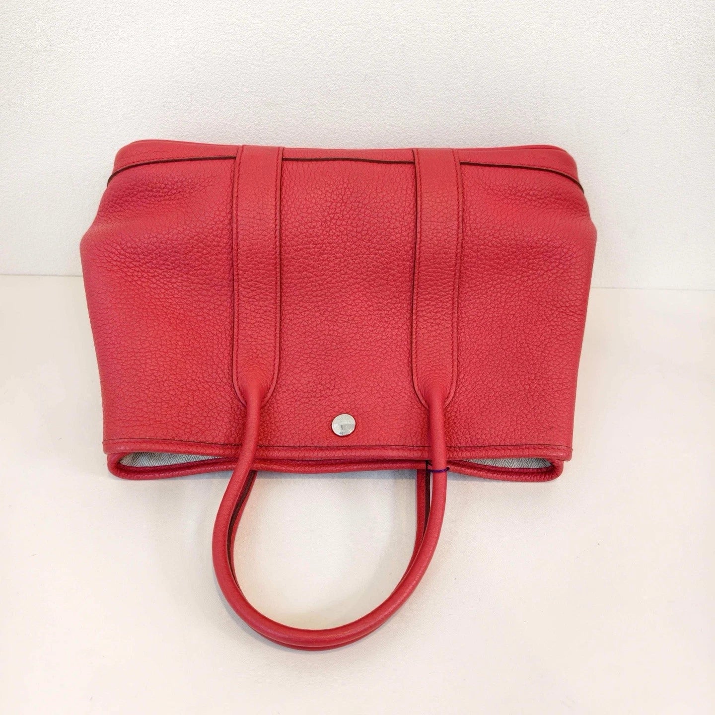 Hermes Garden Party30 Top Handle Bag Red Silver Women Classic