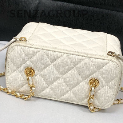 Chanel White Gold Calfskin Playing Card Box Bag Chain Shoulder Crossbody