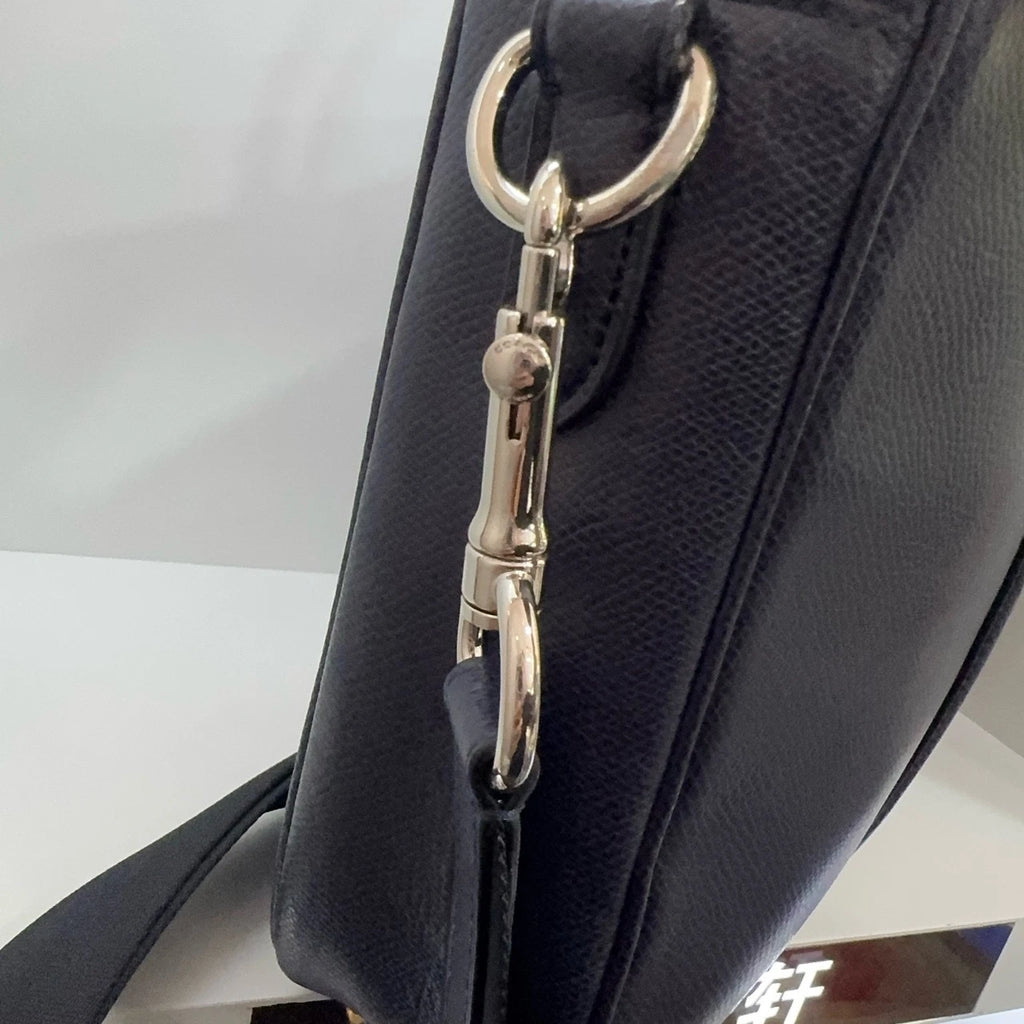 Coach Blue Black Leather Shoulder Handbag Briefcase For Women