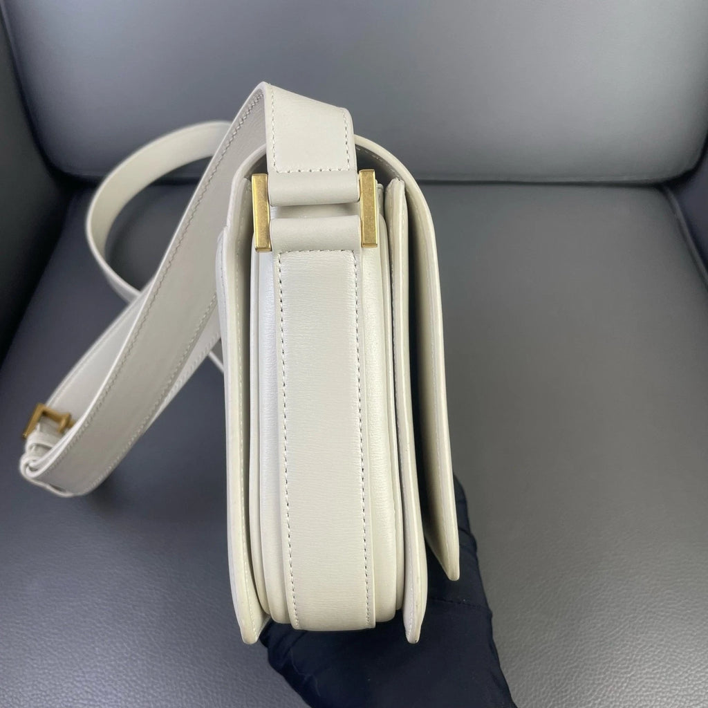 YSL Classic Calfskin Ivory White Shoulder Crossbody Bag For Women