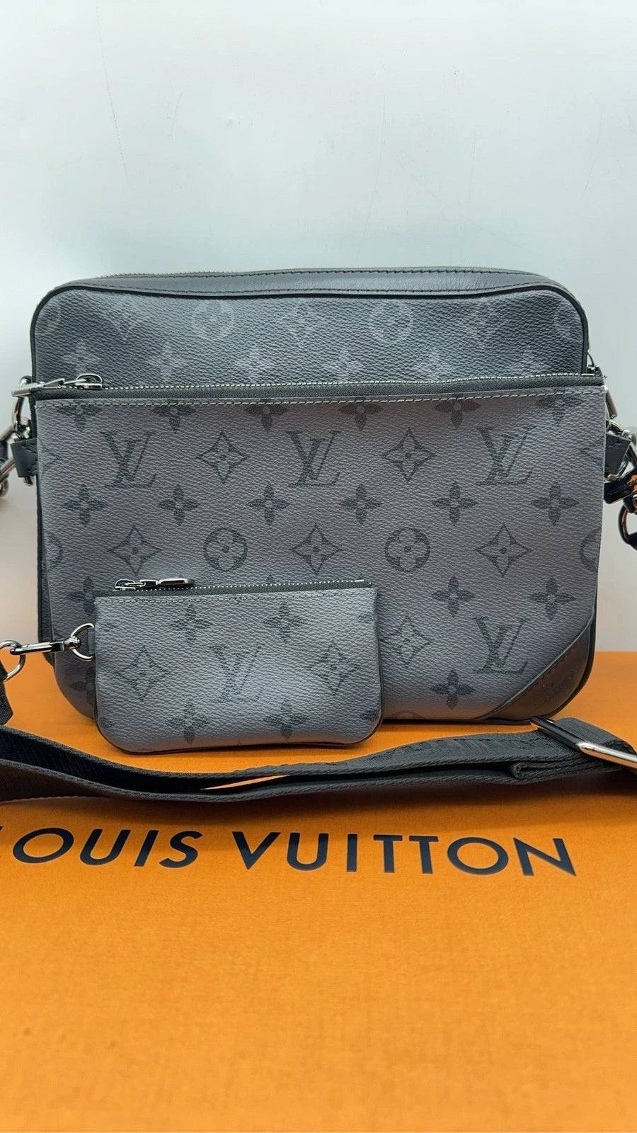 Louis Vuitton Trio Messenger Grey Monogram Canvas Leather Crossbody Bag