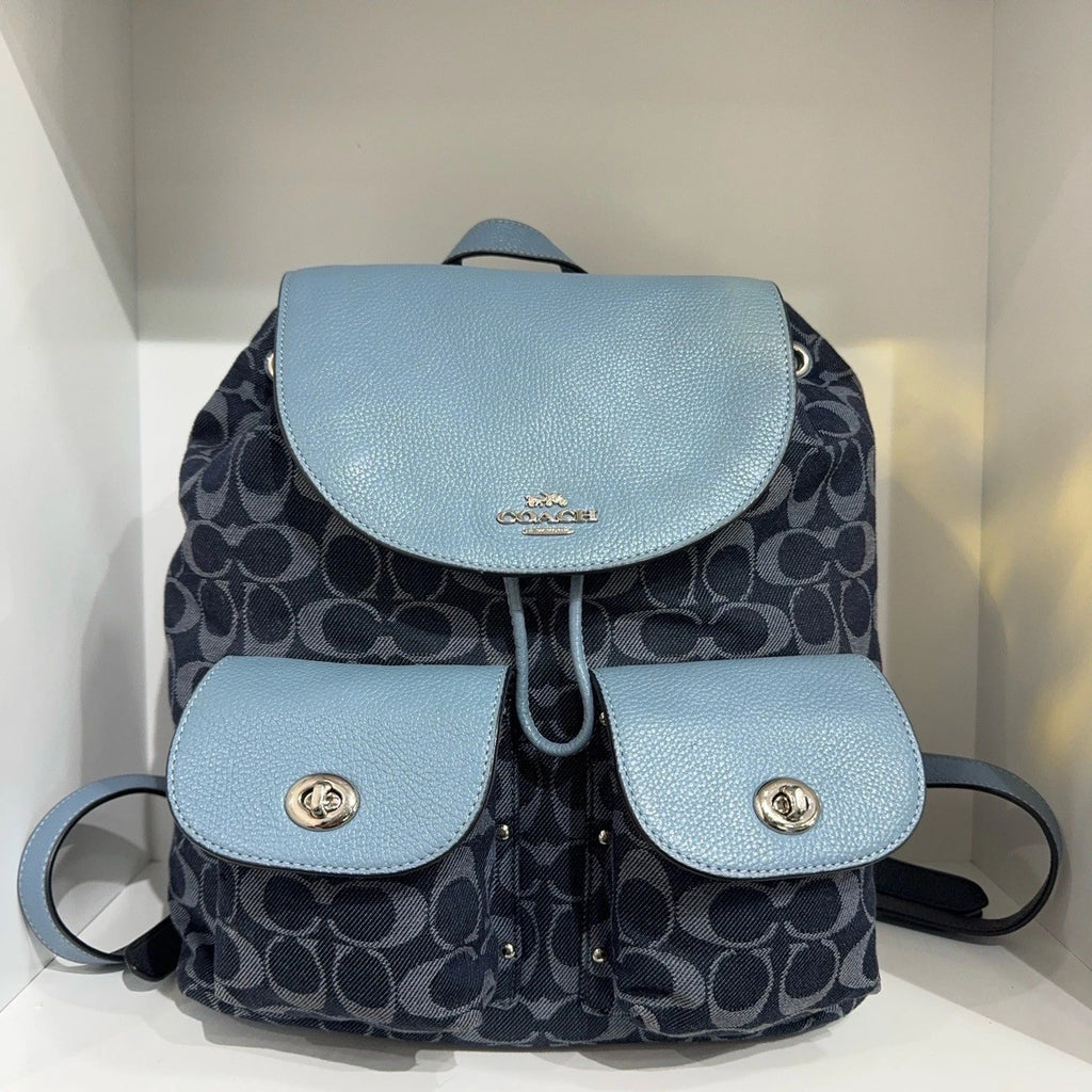 Coach Blue Canvas Medium Backpack Handbag For Women