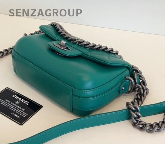 CHANEL Classic Flap mini Calfskin 2way Chain Shoulder bag Green bamboo Women
