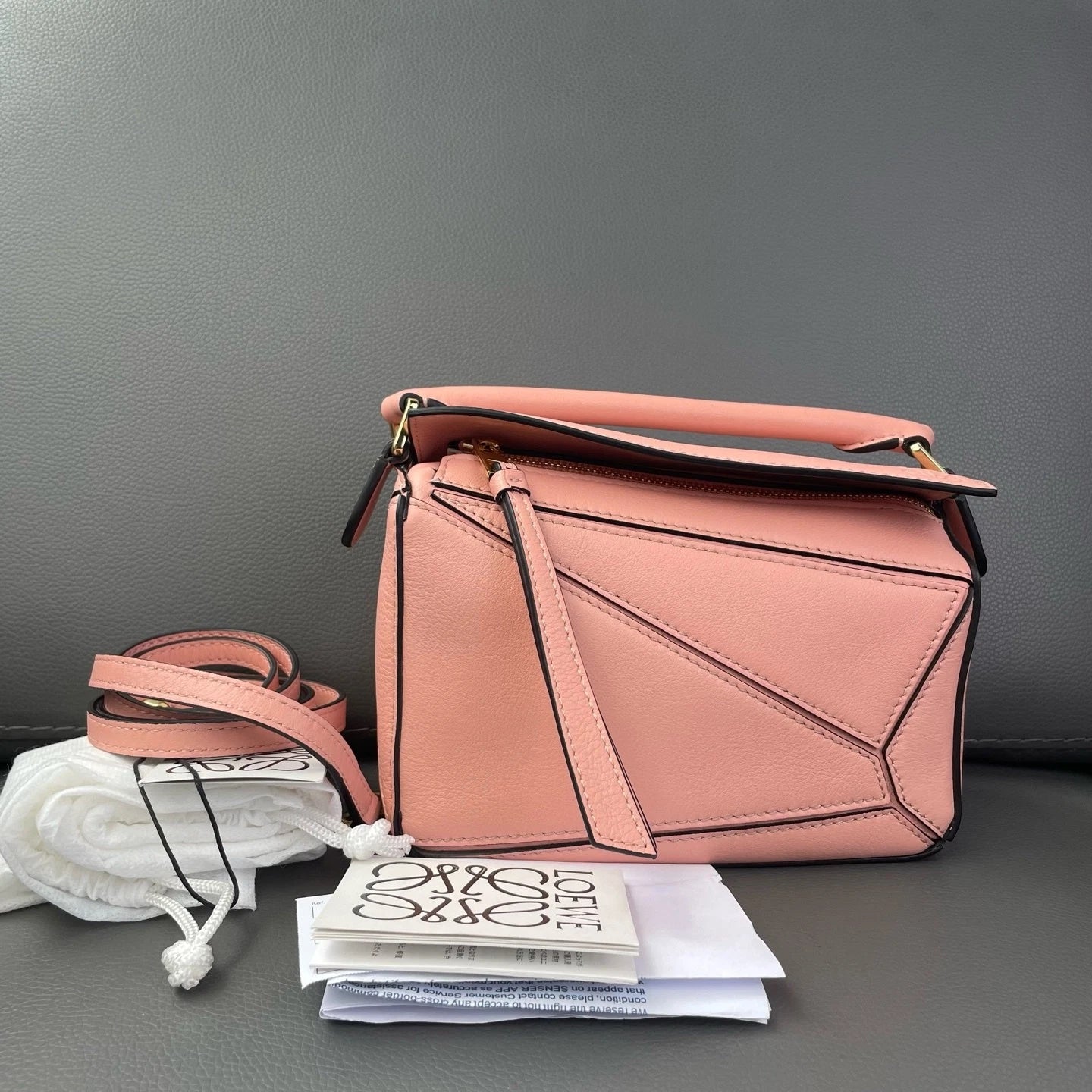 Loewe 2021 Calfskin Puzzle Mini Pink Geometric Handbag Crossbody For Women