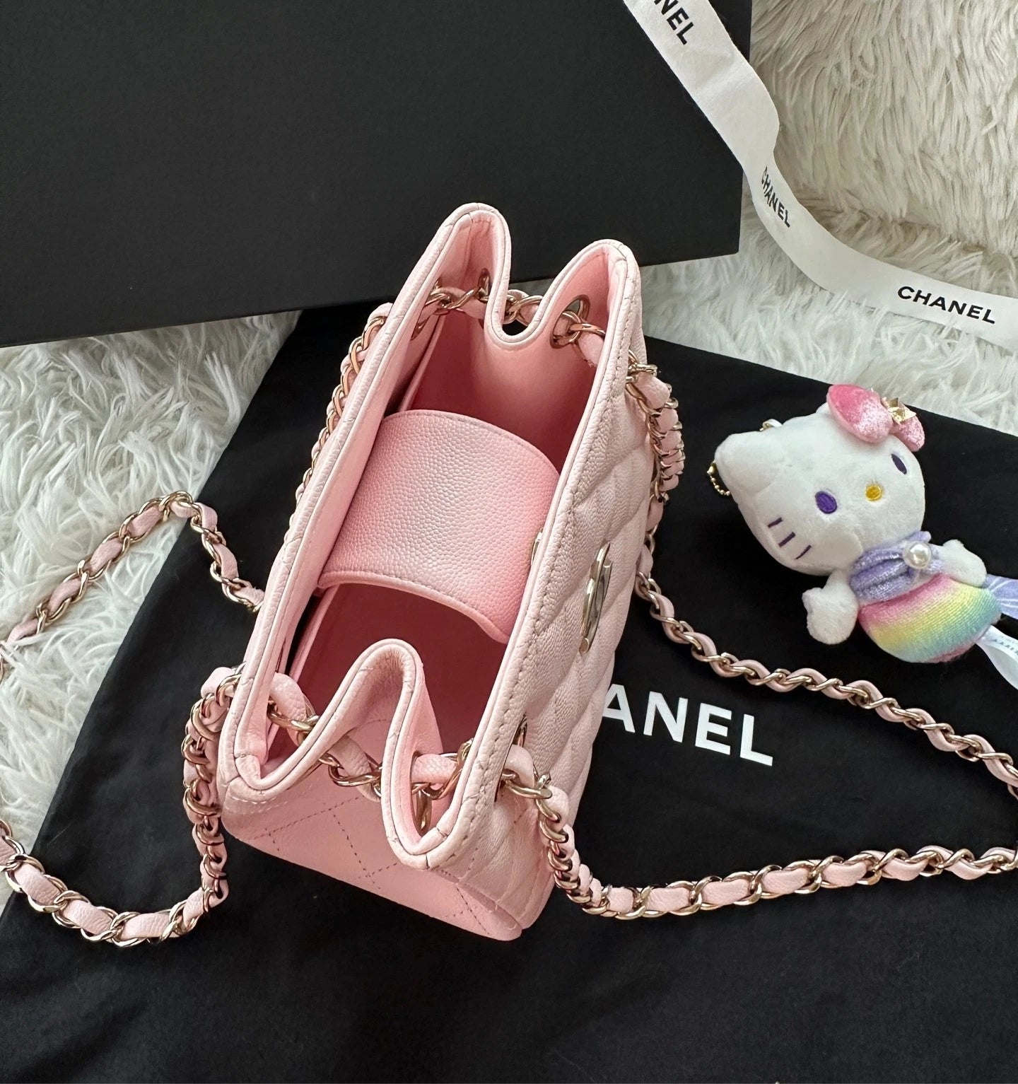 Chanel Light Pink Mini Tote Gold Hardware Leather Handbag For Women