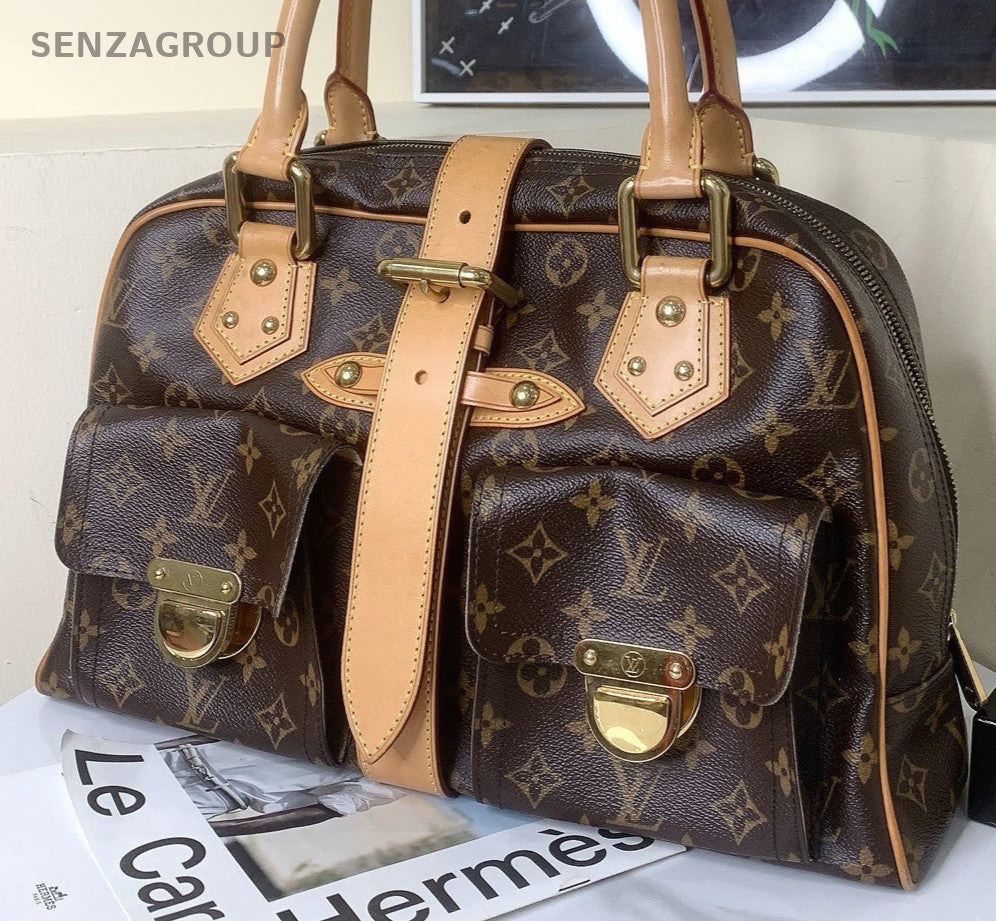 Louis Vuitton Monogram GM Top Handle Bag Brown Gold Used Women Classic Vintage